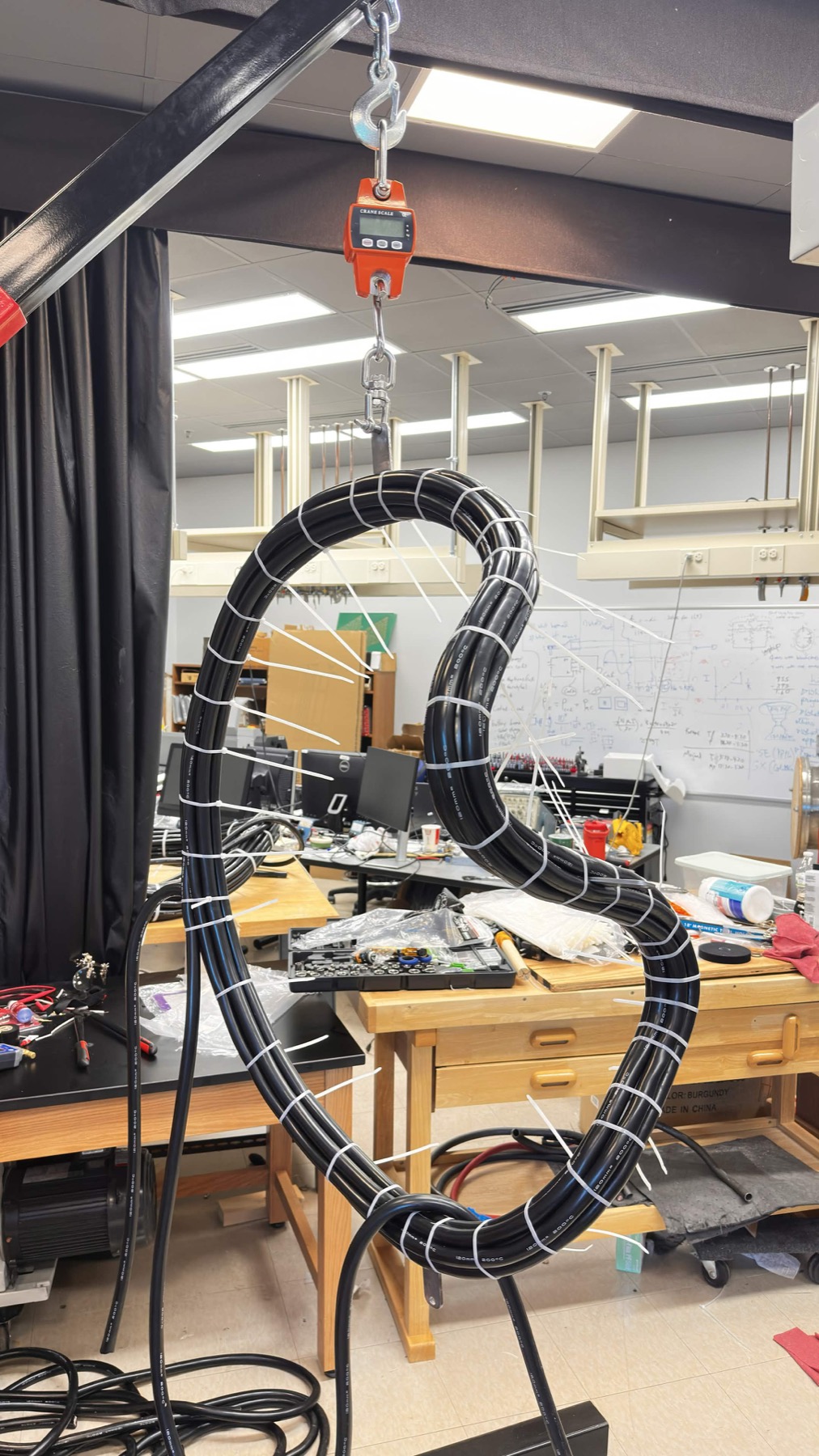 Early STAR_Lite coil winding suspended from the laboratory crane