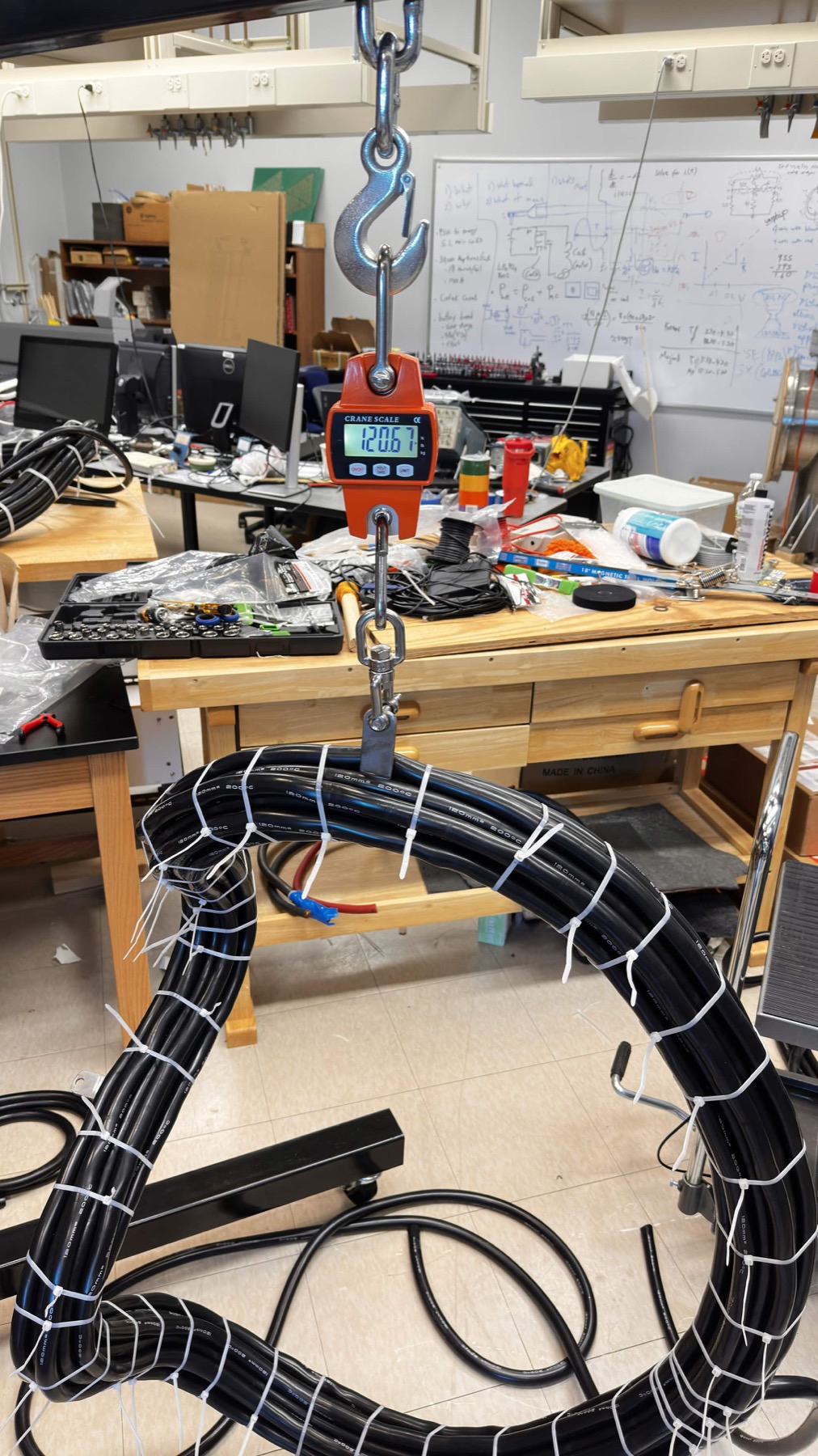 Coil load test with crane scale reading 120.67