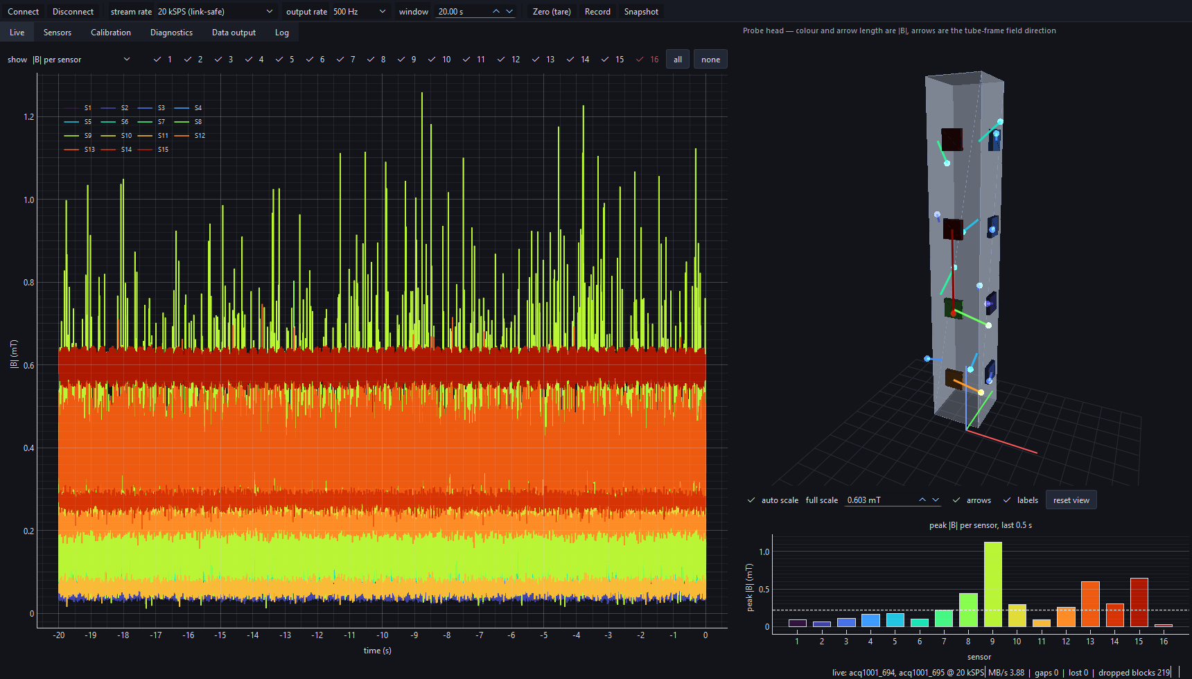 OCTO-BEE live hardware monitoring interface