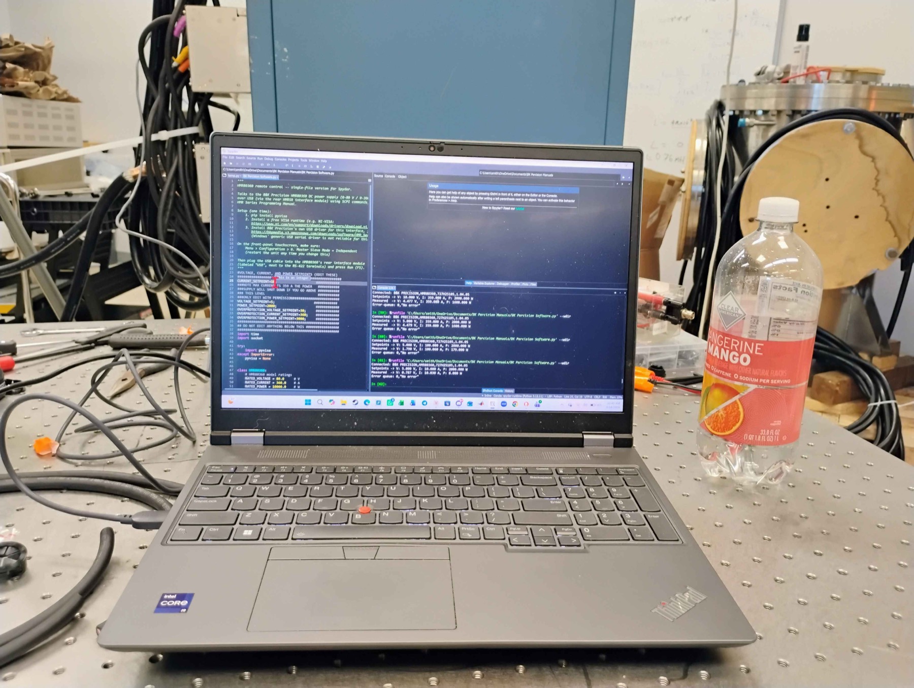 Laptop remotely controlling a BK Precision DC power supply